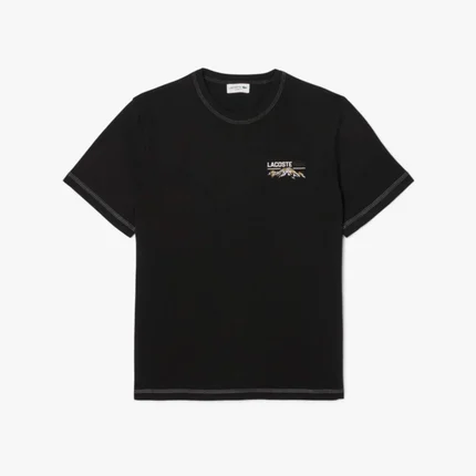 Camiseta Lacoste de Malha Estampada Múltipla